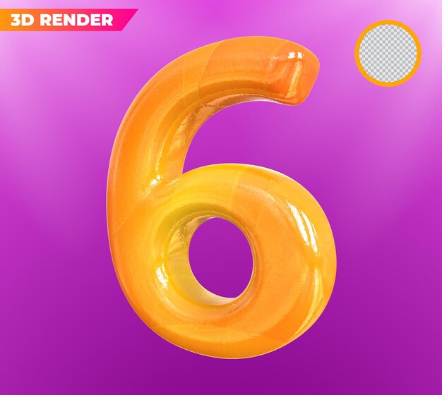 Representación 3d de oro número 6