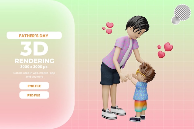 Representación 3d padre e hijo ilustración premium psd