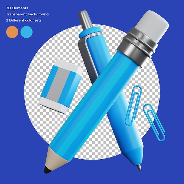 Representación 3d de papelería