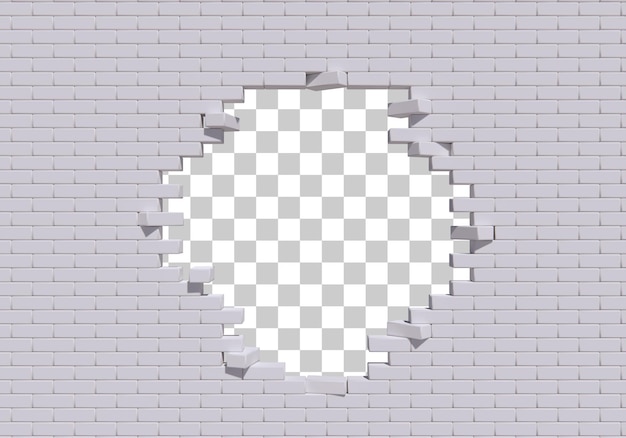 PSD representación 3d de la pared de ladrillos rotos