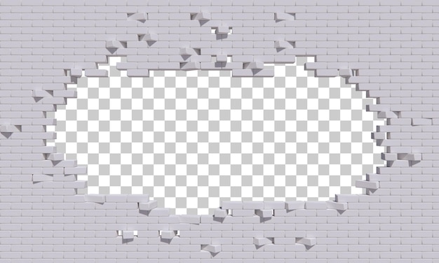 PSD representación 3d de la pared de ladrillos rotos