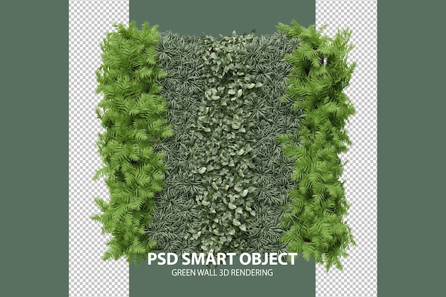 Representación 3d de pared verde realista de objetos aislados