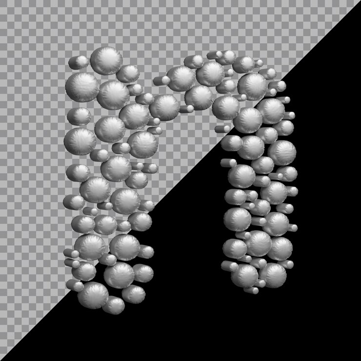PSD representación 3d de la pequeña letra n globo plateado