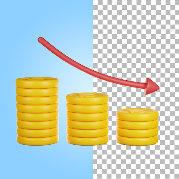 Representación 3d de pérdida de dinero