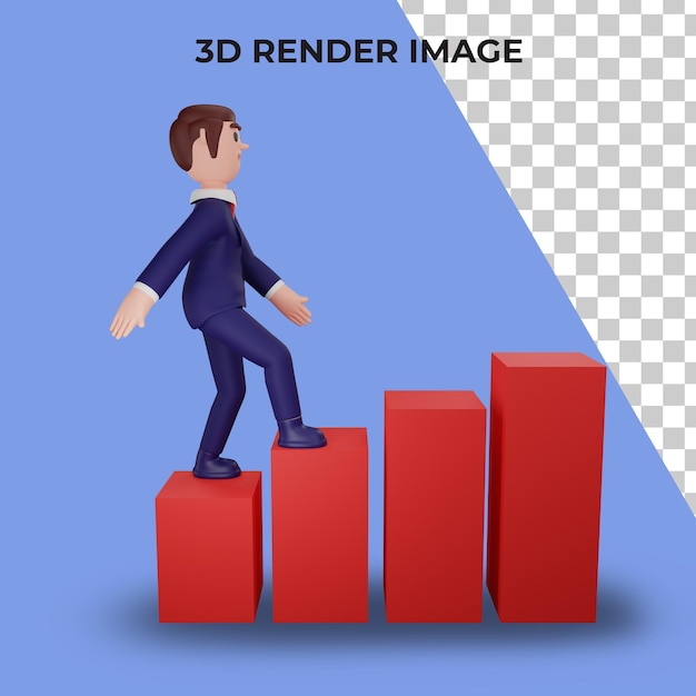 PSD representación 3d de personaje con concepto de negocio