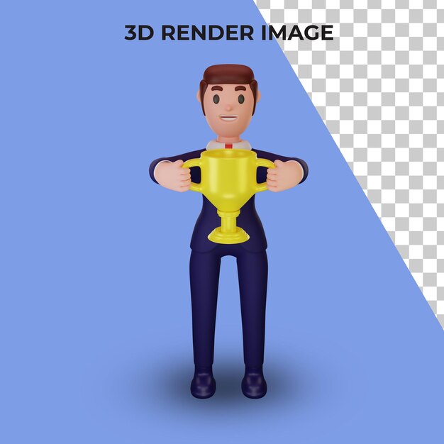 PSD representación 3d de personaje con concepto de negocio