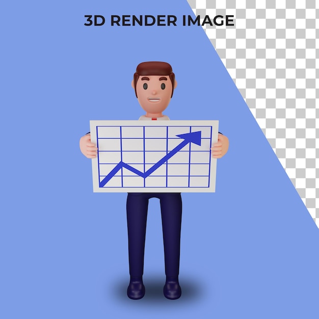 PSD representación 3d de personaje con concepto de negocio