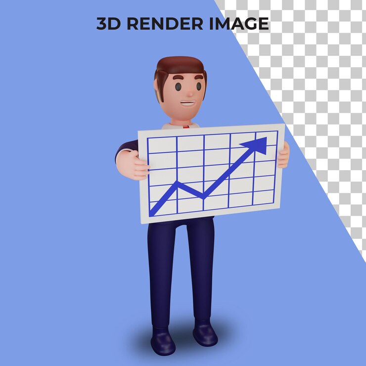 PSD representación 3d de personaje con concepto de negocio