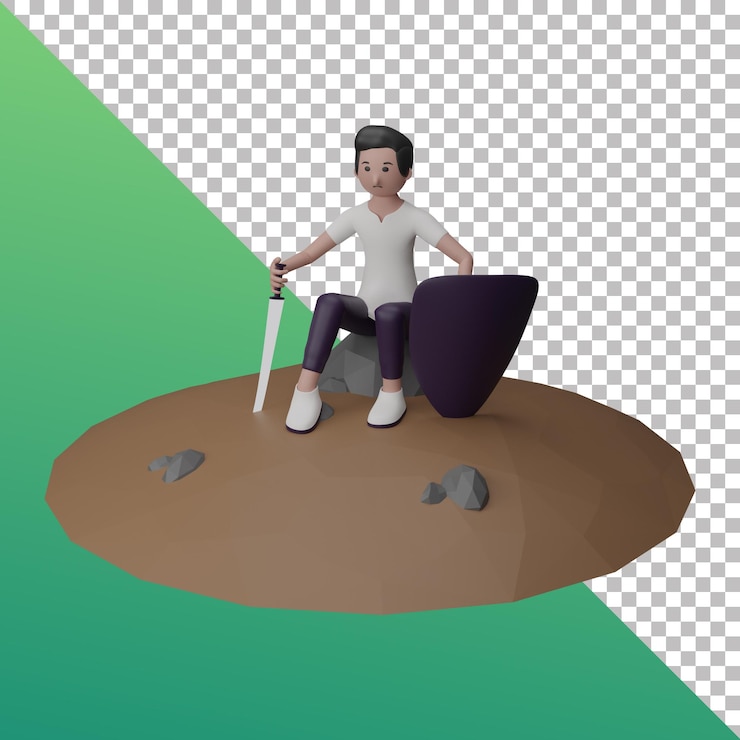 Representación 3d del personaje masculino triste y deprimido