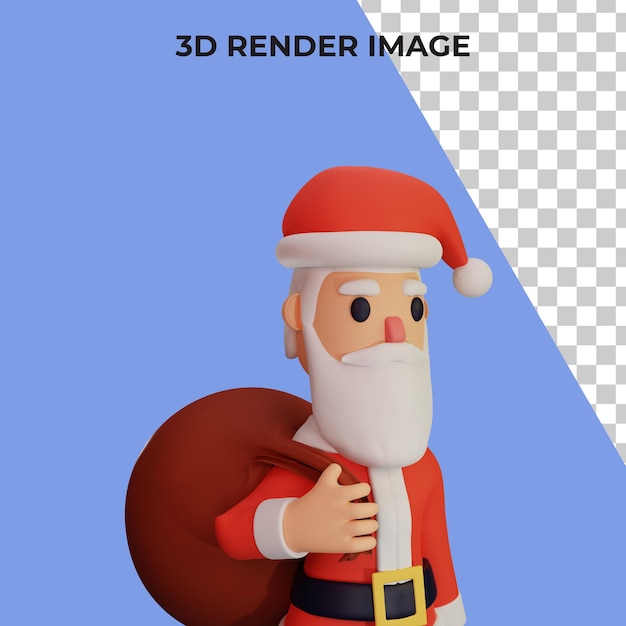 Representación 3D del personaje de santa con concepto de Navidad y año nuevo