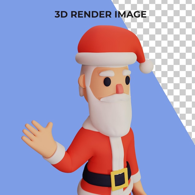 Representación 3D del personaje de santa con concepto de Navidad y año nuevo