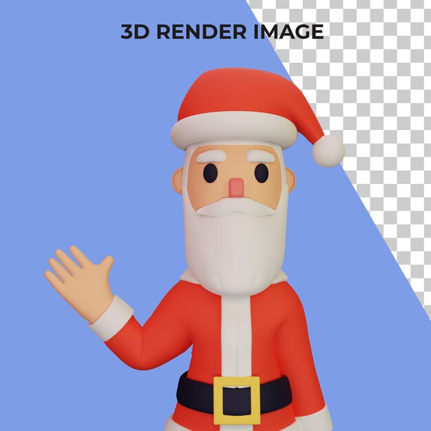 Representación 3D del personaje de santa con concepto de Navidad y año nuevo