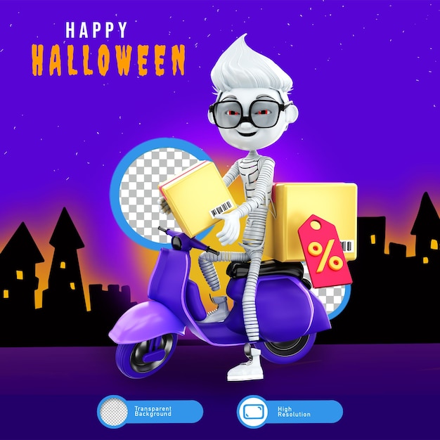 PSD representación 3d de personajes de halloween