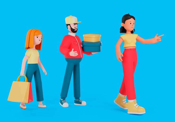 PSD representación 3d de personas comprando