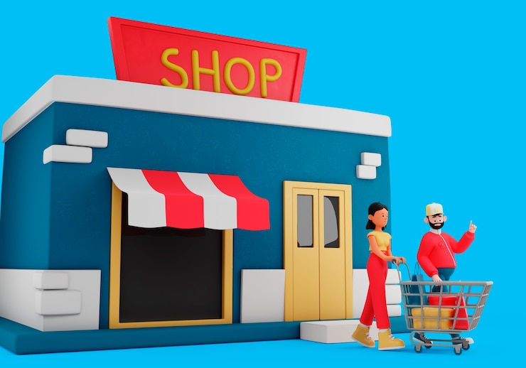 PSD representación 3d de personas comprando