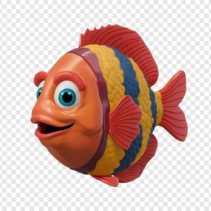 PSD representación en 3d de un pez aislado en un fondo transparente