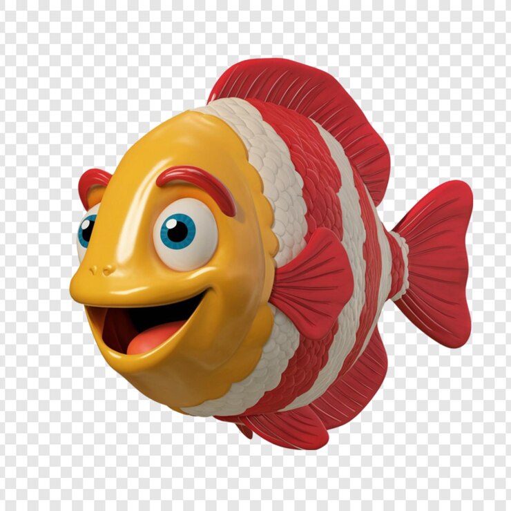 PSD representación en 3d de un pez aislado en un fondo transparente