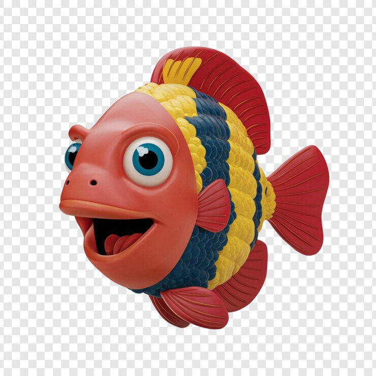 PSD representación en 3d de un pez aislado en un fondo transparente