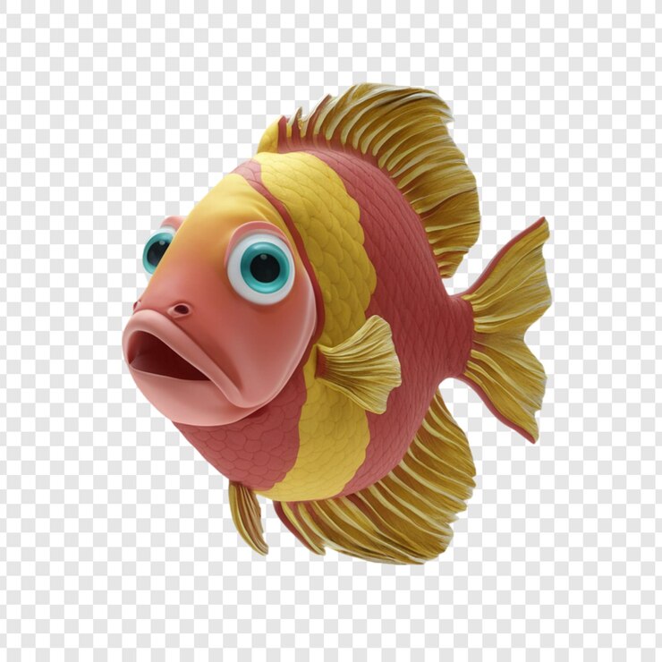 PSD representación en 3d de un pez aislado en un fondo transparente