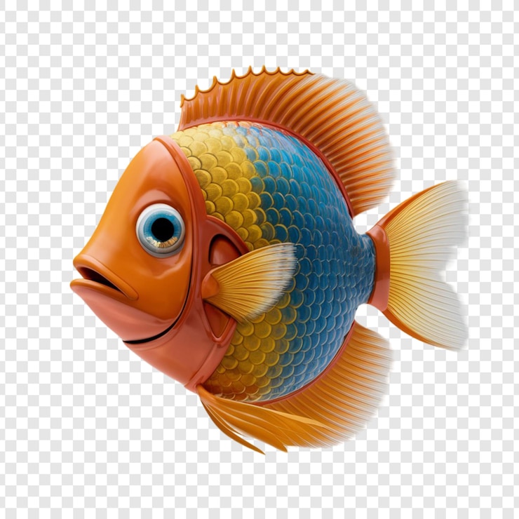 PSD representación en 3d de un pez aislado en un fondo transparente
