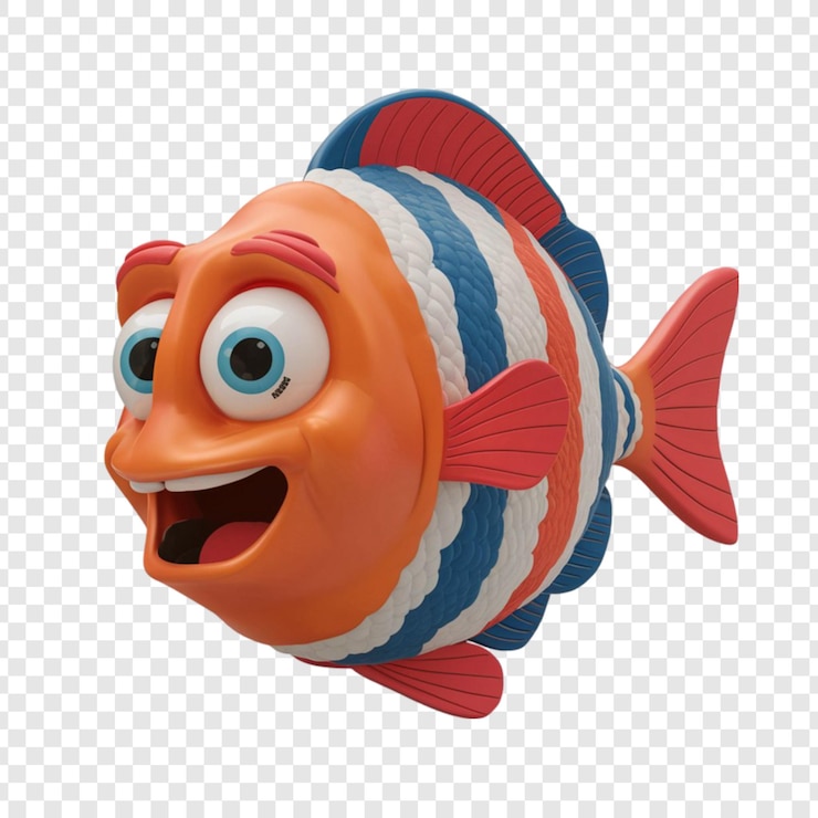 PSD representación en 3d de un pez aislado en un fondo transparente