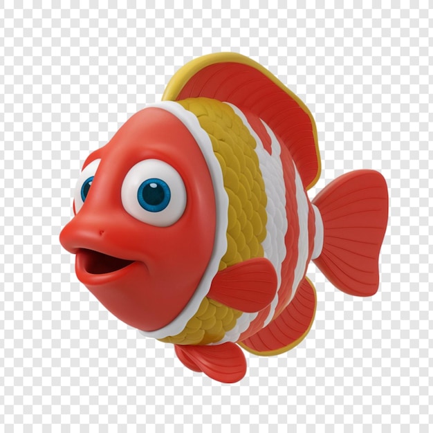 Representación en 3D de un pez aislado en un fondo transparente