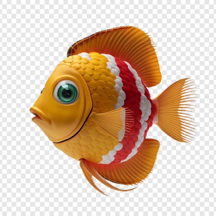 PSD representación en 3d de un pez aislado en un fondo transparente