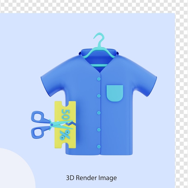 Representación 3d de piezas de vales de productos de moda de comercio electrónico