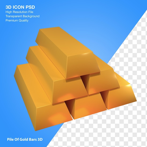 PSD representación 3d de pila de barras de oro