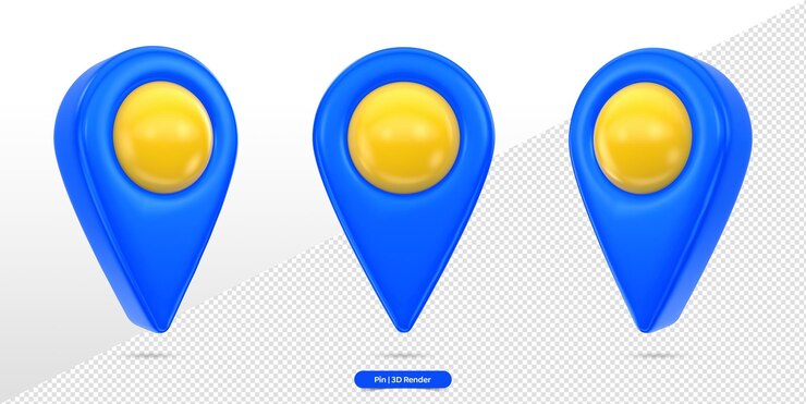 PSD representación 3d del pin del icono de ubicación