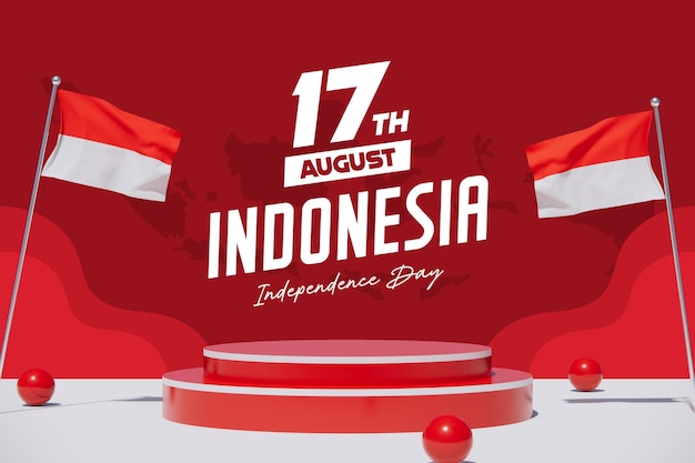 Representación 3d de la plantilla del día de la independencia de indonesia psd