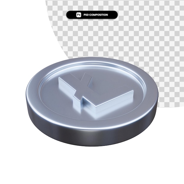 Representación 3d de plata litecoin aislada