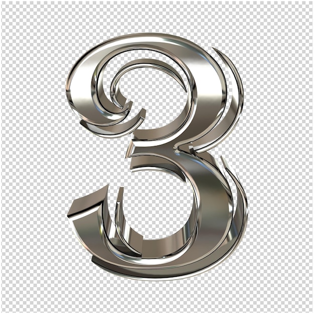 Representación 3d de plata number3