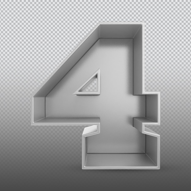 Representación 3d de plata número 4