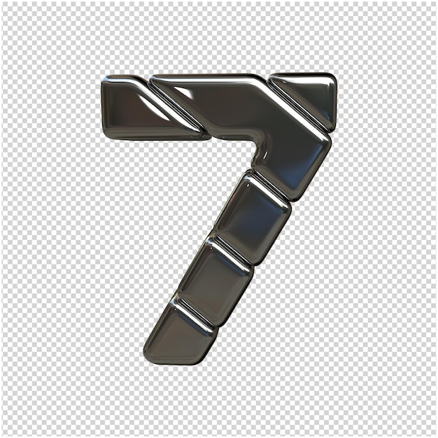 Representación 3d de plata número aislado