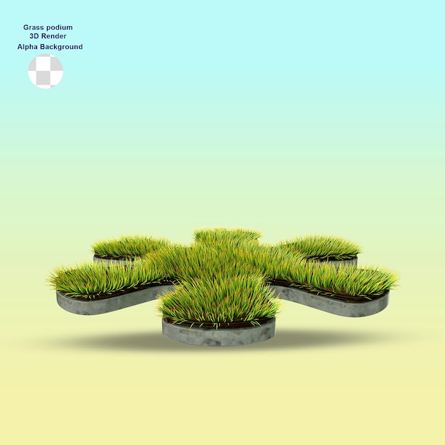 Representación 3d del podio de césped natural