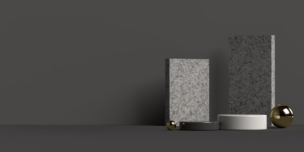 Representación 3D del podio de forma de geometría de escena abstracta