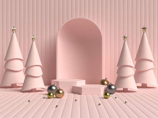 Representación 3D del podio de forma de geometría de escena abstracta