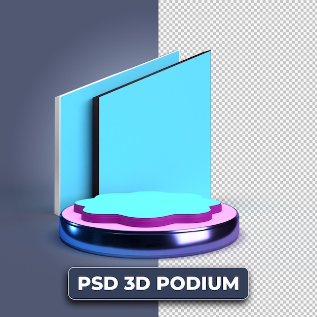 PSD representación 3d de un podio de madera minimalista sobre un fondo neutro.