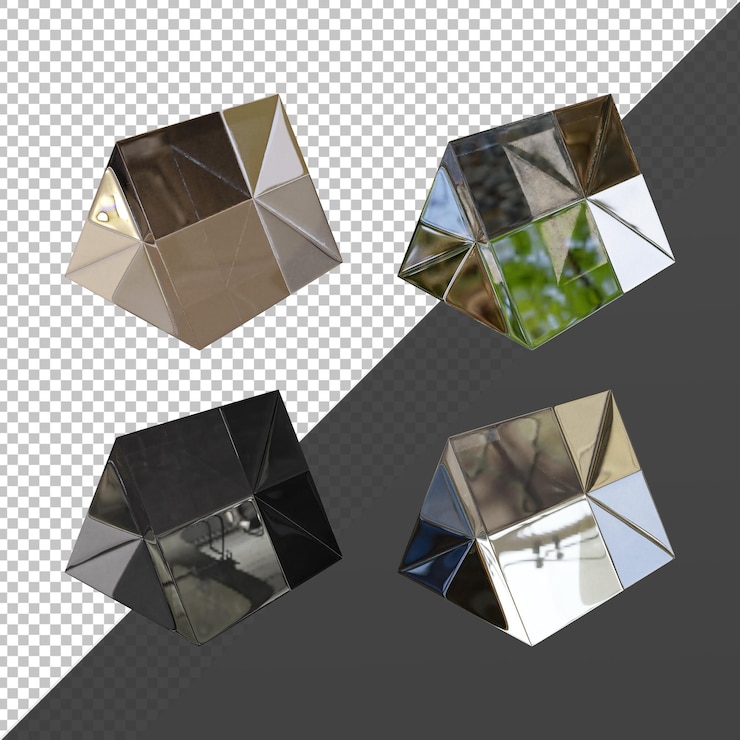 PSD representación 3d de prisma triangular de cristal transparente y brillante
