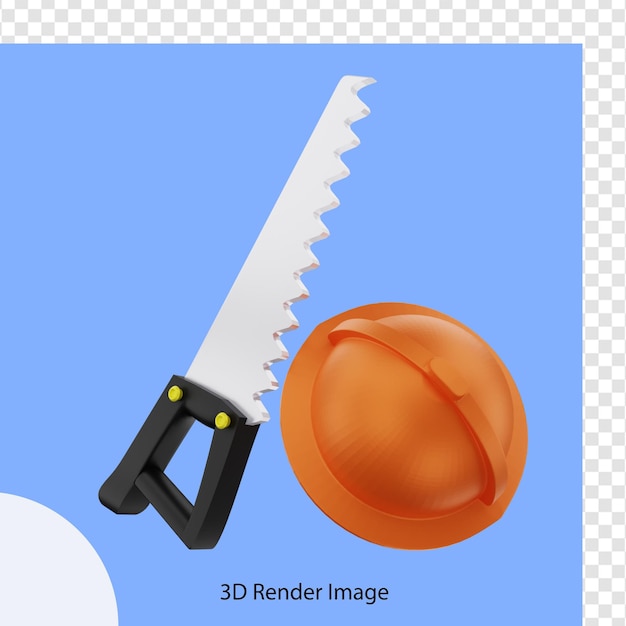 Representación 3d del proyecto de sierra y casco de construcción