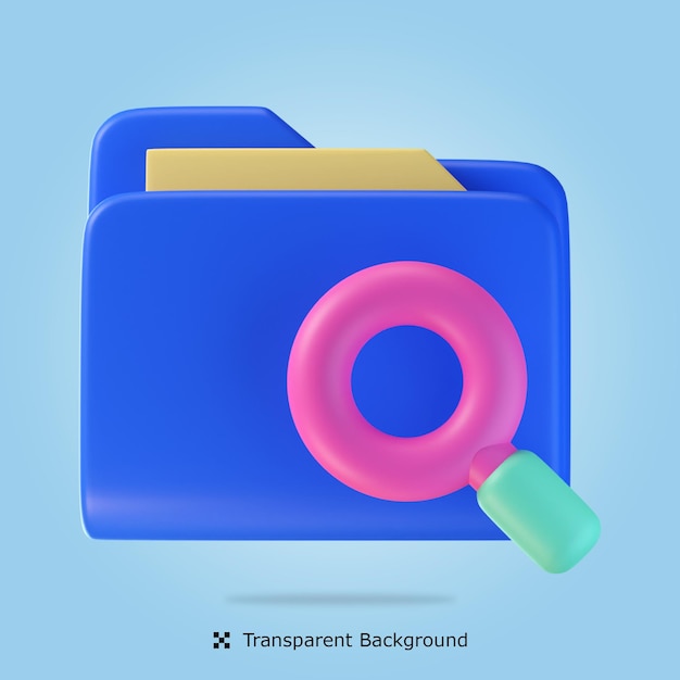 Representación 3d PSD Carpeta de búsqueda icono 3d ilustración aislada