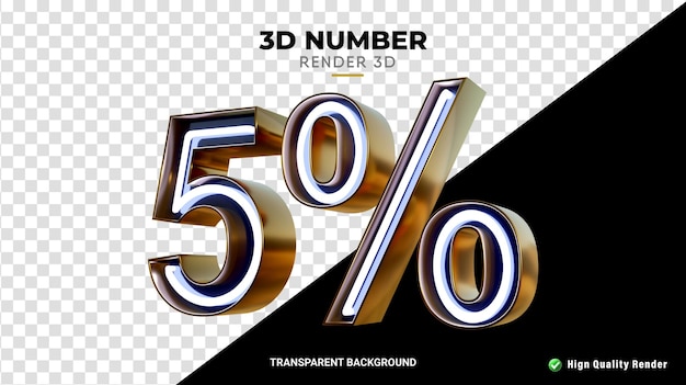 Representación 3d de PSD con un diseño de neón de 5 por ciento de descuento de alta calidad