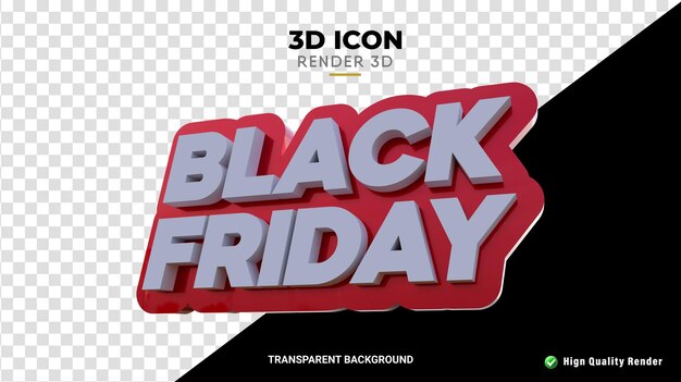 Representación 3d de psd de viernes negro aislado de alta calidad