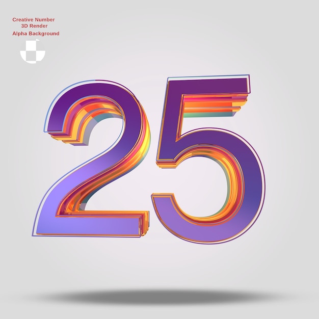Representación 3d púrpura número 25 para diseño