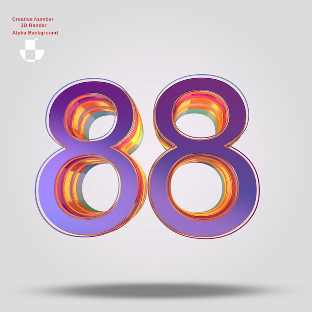 Representación 3d púrpura número 88 para diseño