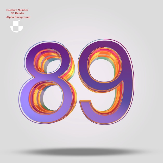 Representación 3d púrpura número 89 para diseño