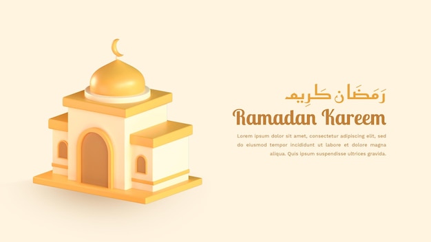 Representación 3d de ramadan kareem con mezquita