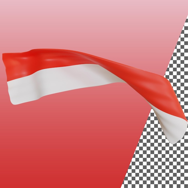 Representación 3d realista de la bandera de indonesia