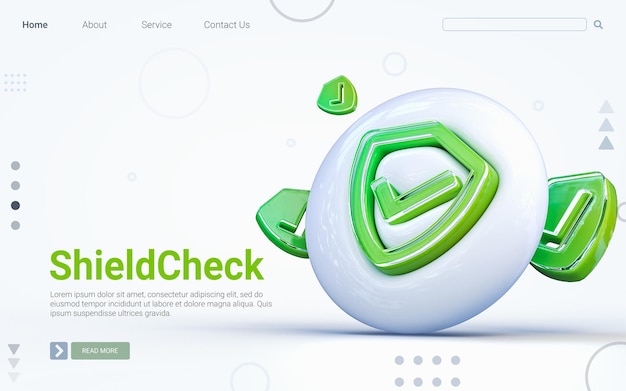representación 3d realista escudo signo de verificación icono de render 3d sobre el fondo blanco brillante